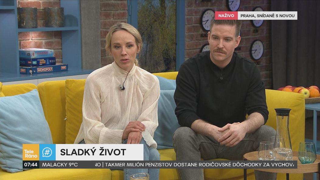 Vladimír Polívka a Petra Hřebíčková v Teleráne o komédii Sladký život
