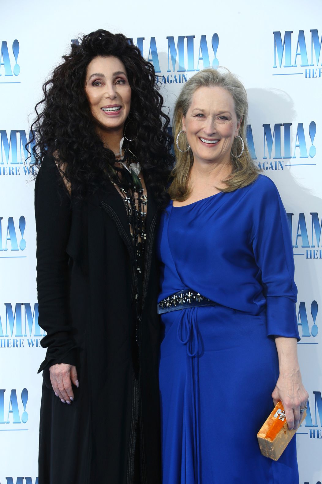 Cher a Meryl Streep na londýnskej premiére muzikálu Mamma Mia! Here We Go Again