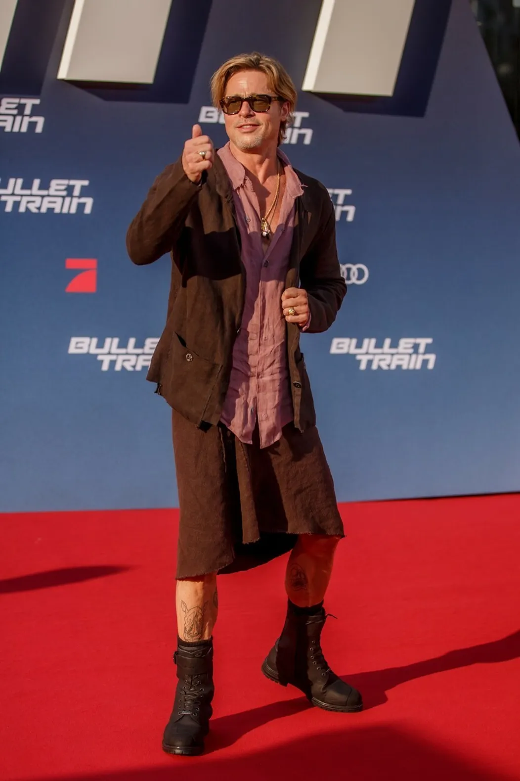 Brad Pitt na uvedení filmu Bullet Train v Berlíne