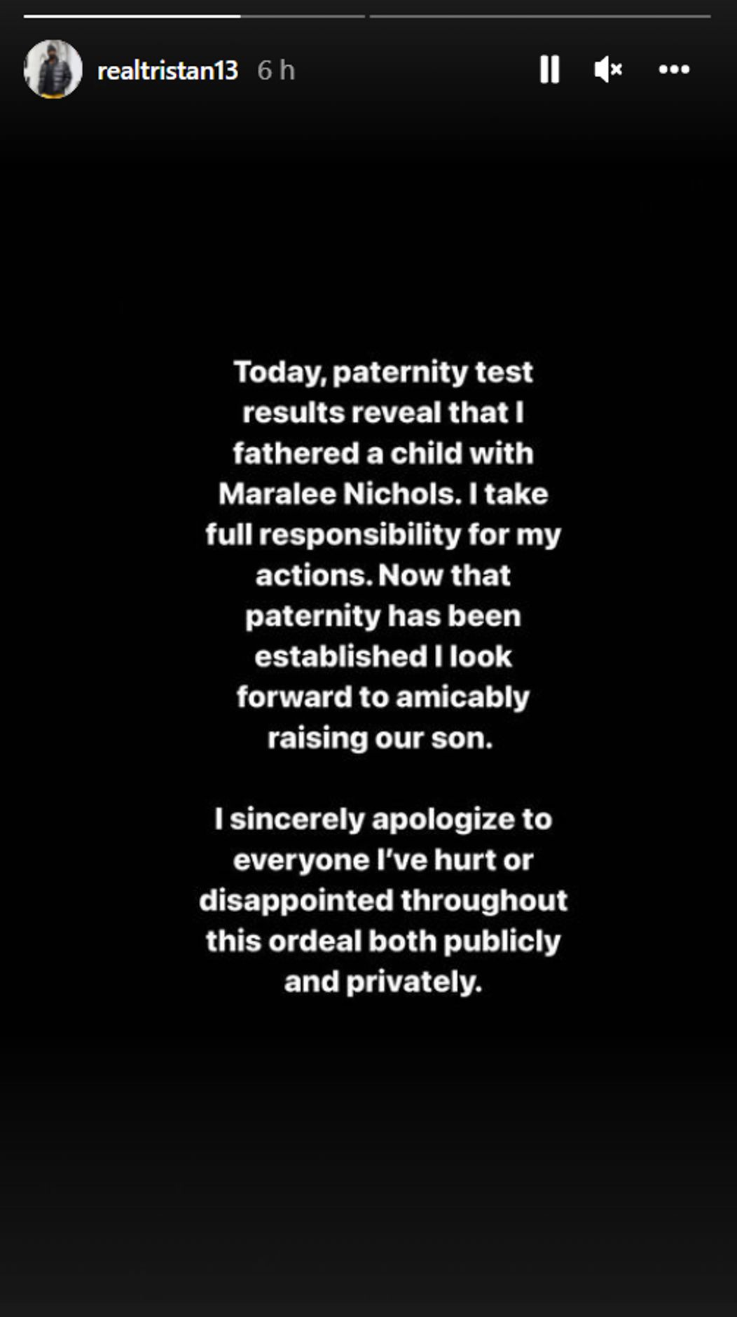 Oznámenie otcovstva Tristana Thompsona