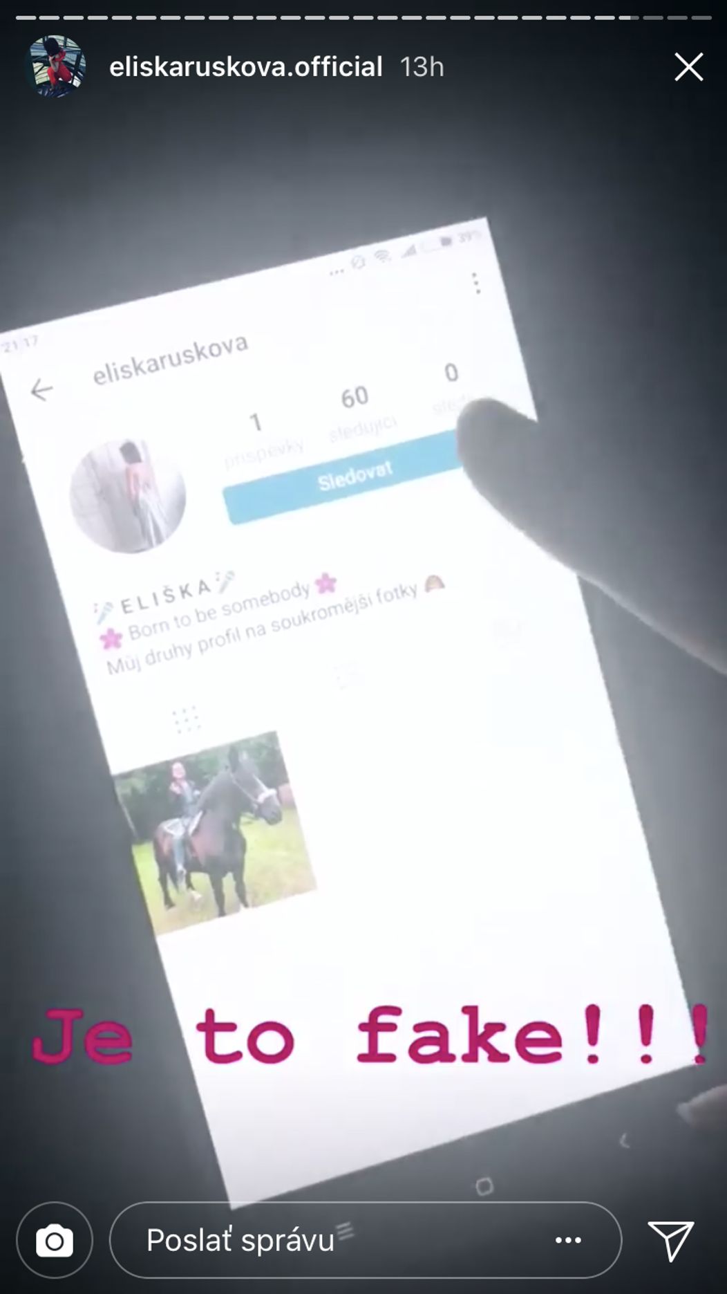 Tento profil nepatrí Eliške Ruskovej