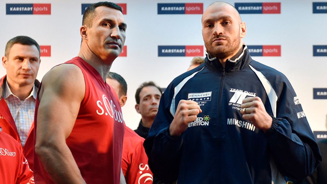 Vladimír Kličko a Tyson Fury deň pre zápasom.