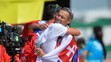 Na snímke slovenský atlét Matej Tóth oslavuje víťazstvo a zisk zlatej olympijskej medaily