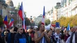 Na snímke účastníci demonštrácie s názvom Nenásilná revolúcia - Česká republika na 1. mieste, na ktorej ľudia protestujú proti vláde českého premiéra Petra Fialu.