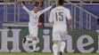 Cristiano Ronaldo oslavuje gól v zápase LM Šachtar Doneck - Real Madrid v Ľvove.