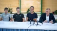 Sprava prezident Slovenského zväzu cyklistiky Peter Privara, repretréner Ján Valach, cyklisti Erik Baška a Ján Sagan.