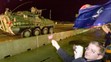 Vítanie americkej armády na česko-slovenských hraniciach.