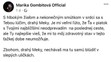 Rozlúčkový status Mariky Gombitovej pre Mekyho Žbirku.