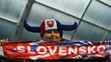 Slovenský fanúšik v zápase kvalifikácie ME 2017 hráčov do 21 rokov proti Bielorusku.