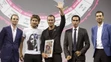 Zľava Alejandro Valverde, Peter Sagan, Ivan Basso, Alberto Contador a Vincenzo Nibali počas prezentácie Giro d'Italia 2016.