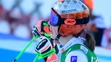 Petra Vlhová v cieli po druhom kole obrovského slalomu v Lienzi.