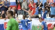 Na snímke hráči Slovenska Ján Ďurica a Marek Hamšík (vpravo) sa tešia po góle Ondreja Dudu na 1:1.