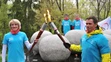 Michal Martikán a Lucia Klocová počas slávnostného spustenia štafety.