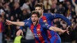 Sergi Roberto (v popredí) jasá po góle do siete PSG v odvete osemfinále LM.