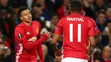 Hráči Manchestru United sa tešia z gólu proti Fenerbahce v dueli EL.