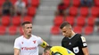 Zľava Damián Bariš (AS Trenčín), Eynel Soares (AS Trenčín) a Igor Žofčák (Michalovce) v zápase 2. kola Niké ligy.