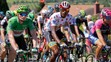  V zelenom Andre Greipel – vedúci pretekár bodovacej súťaži, v bodkovanom najlepší vrchár Eritrejčan Daniel Teklehaimanot.
