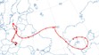 Spätná trajektória prúdenia vzduchu pre lokalitu Poprad-Gánovce z výšky 200 m nad terénom v čase 18:00 UTC