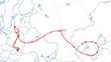 Spätná trajektória prúdenia vzduchu pre lokalitu Poprad-Gánovce z výšky 200 m nad terénom v čase 18:00 UTC