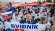 Slovenskí fanúšikovia pred zápasom s USA.