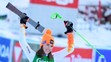 Petra Vlhová v cieli po druhom kole obrovského slalomu v Lienzi.