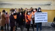 Protest sudcov a zamestnancov Krajského súdu v Nitre pred jeho sídlom.