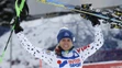Veronika Velez-Zuzulová sa raduje z 3. miesta v slalome žien Svetového pohára v talianskej Santa Caterine.
