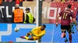 Gólman Francúzska Mike Maignan chytá loptu po strele Belgicka v osemfinále ME 2024.