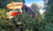 FOTO: Nešťastie na trati. Na vlak spadol počas jazdy strom a zranil rušňovodiča