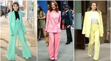 Farebný nohavicový kostým rozžiari váš šatník: Takto ho nosia celebrity