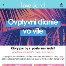 Hlasovnie o dianí vo vile v mobilnej aplikácii.