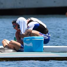 Posádka rýchlnostných kanoistov K2 v zložení Samuel Baláž a Adam Botek po semifinále na 1 000 m.