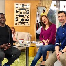 Aďa s Darom a hosťom Ibrahimom Maigom v roku 2018