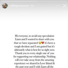 Aj Millie zverejnila status k rozchodu.