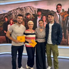 Tomáš Juríček, Kveta Horváthová, Nela Pocisková a Ján Dobrík v relácii Teleráno