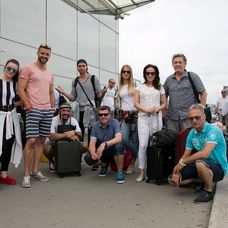 Michal Ďuriš, Martin Mňahončák, Barbora Švidraňová a Patrik Vyskočil tesne pred odletom