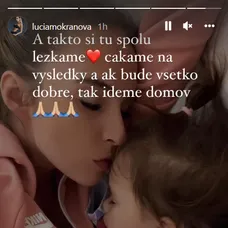 Lucka Mokráňová s Talinkou v nemocnici