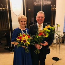 Ľudmila Mandžárová a Štefan Mandžár po odovzdávaní cien Literárneho fondu za rok 2018