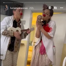 Lucka Mokráňová s Talinkou v nemocnici