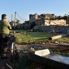 Zničený dom v obci Moravská Nová Ves, okres Hodonín.