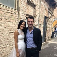 Eliška s Leošom Marešom na krste songu El Latino.