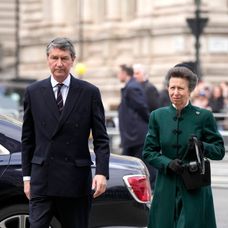 Tim Laurence a princezná Anna na bohoslužbe za princa Philipa