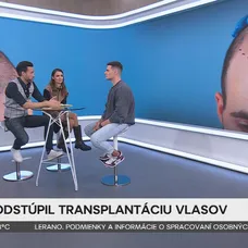Martin Koči rozprával v Teleráne o transplantácii vlasov.