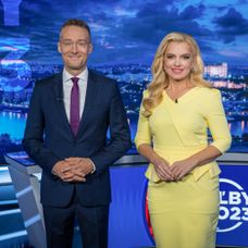 Moderátori Volebnej noci 2023 - Zlatica Švajdová Puškárová, Michal Kovačič