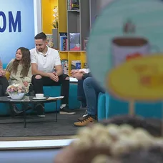 Larisa Mižigar s otcom a Macou Zábranskou v Teleráne