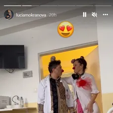Lucka Mokráňová s Talinkou v nemocnici