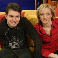 Adriana s prvým moderátorským partnerom Gregorom Marešom v roku 2005