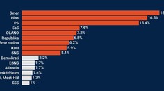 Voľby by v júli vyhral Smer, nasledujú Hlas a Progresívne Slovensko