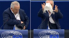 VIDEO: Radačovský v europarlamente vypustil holubicu. Počas prejavu ju držal v ľadvinke pod sakom