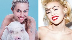 Nahá Miley Cyrus s prasaťom alebo ako božská Marilyn. Ktorá je krajšia?
